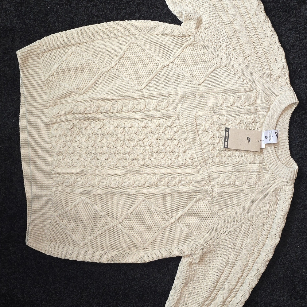 Nike Ivory Textured Knit Crewneck Sweater